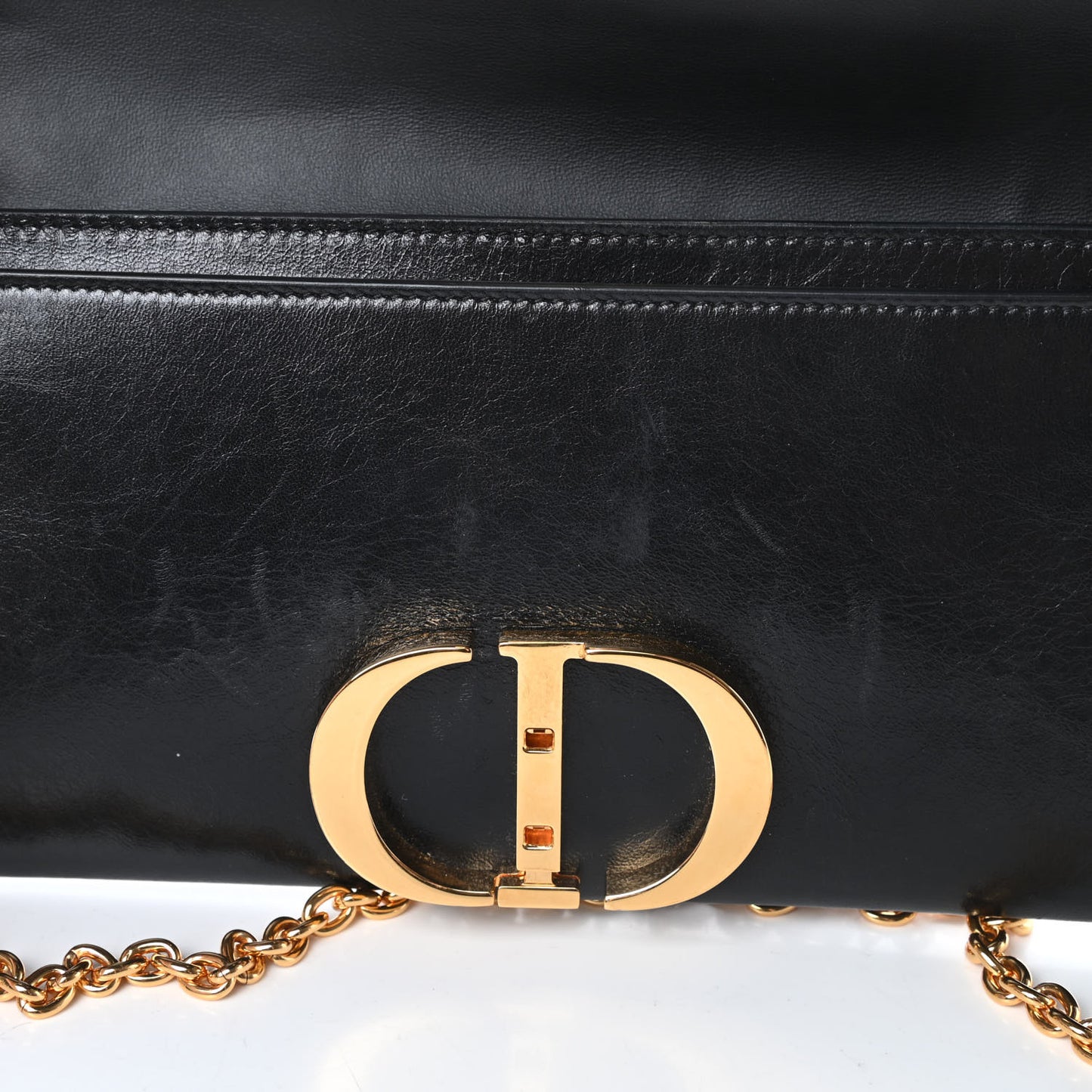 Crinkled Lambskin 30 Montaigne Clutch Black