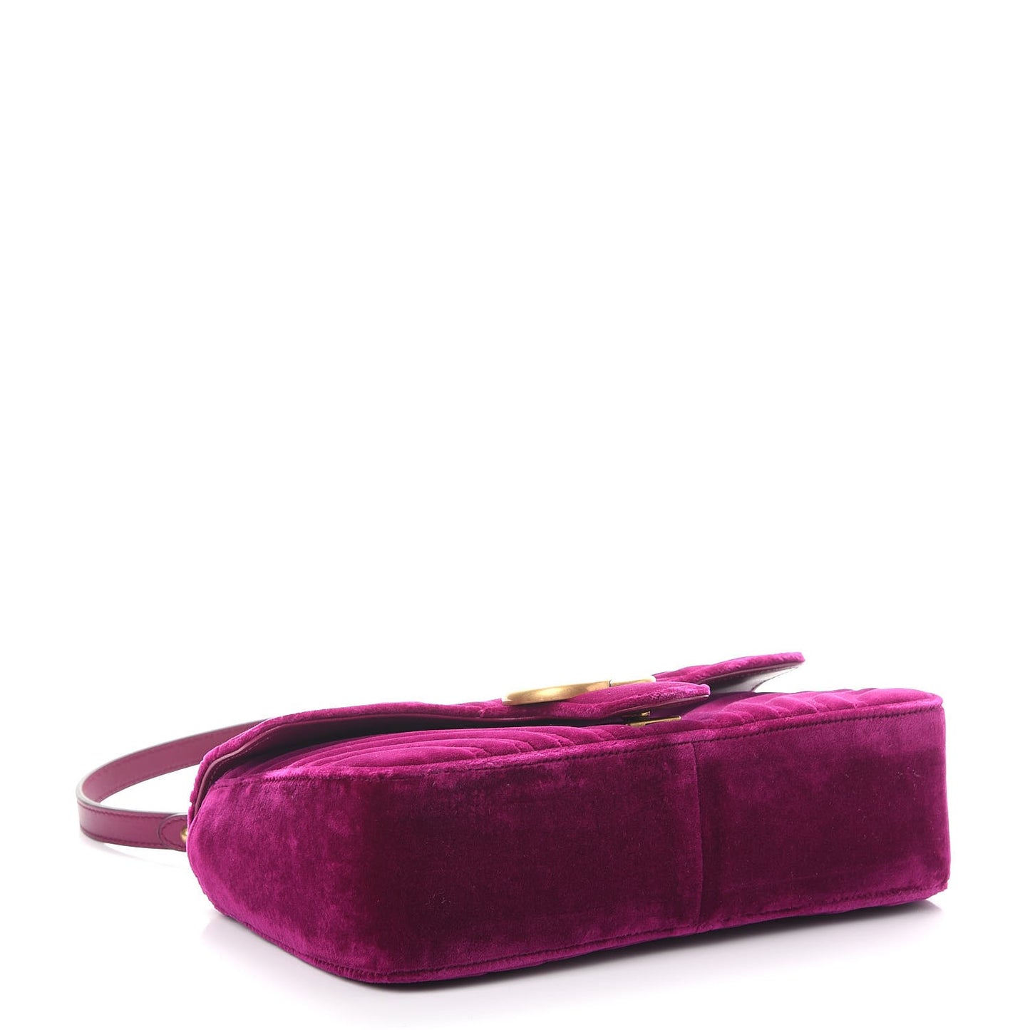 Velvet Matelasse Small GG Marmont Shoulder Bag Fuchsia Violet Cyclamen
