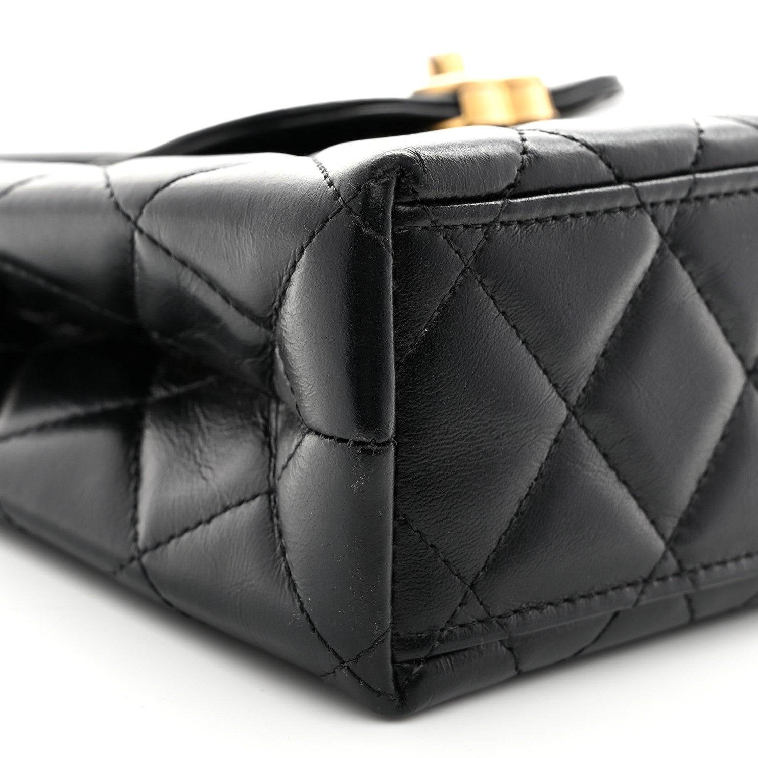 Chanel Shiny Aged Calfskin Quilted Nano Kelly Shopper Black 9 of 10