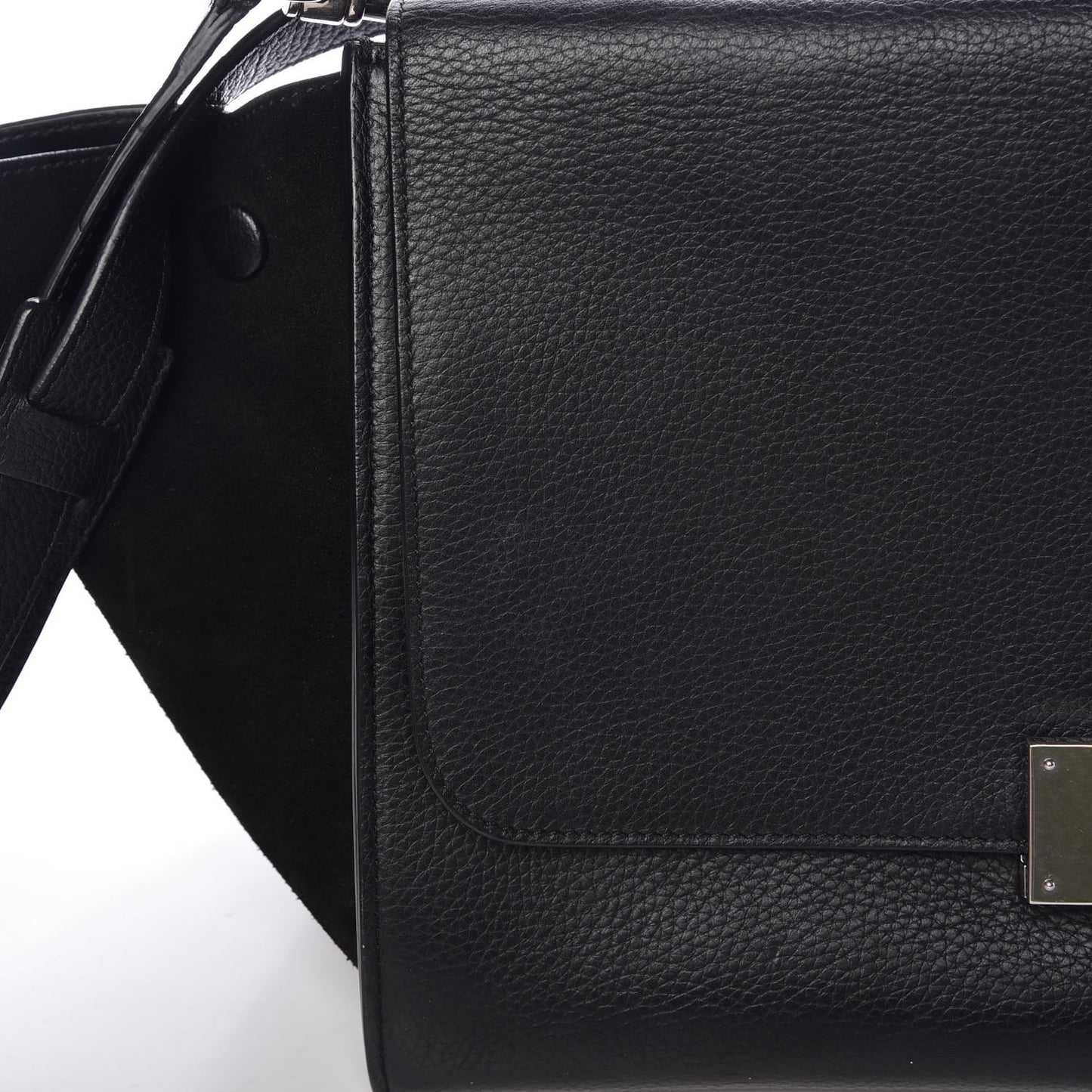 Drummed Calfskin Suede Small Trapeze Black