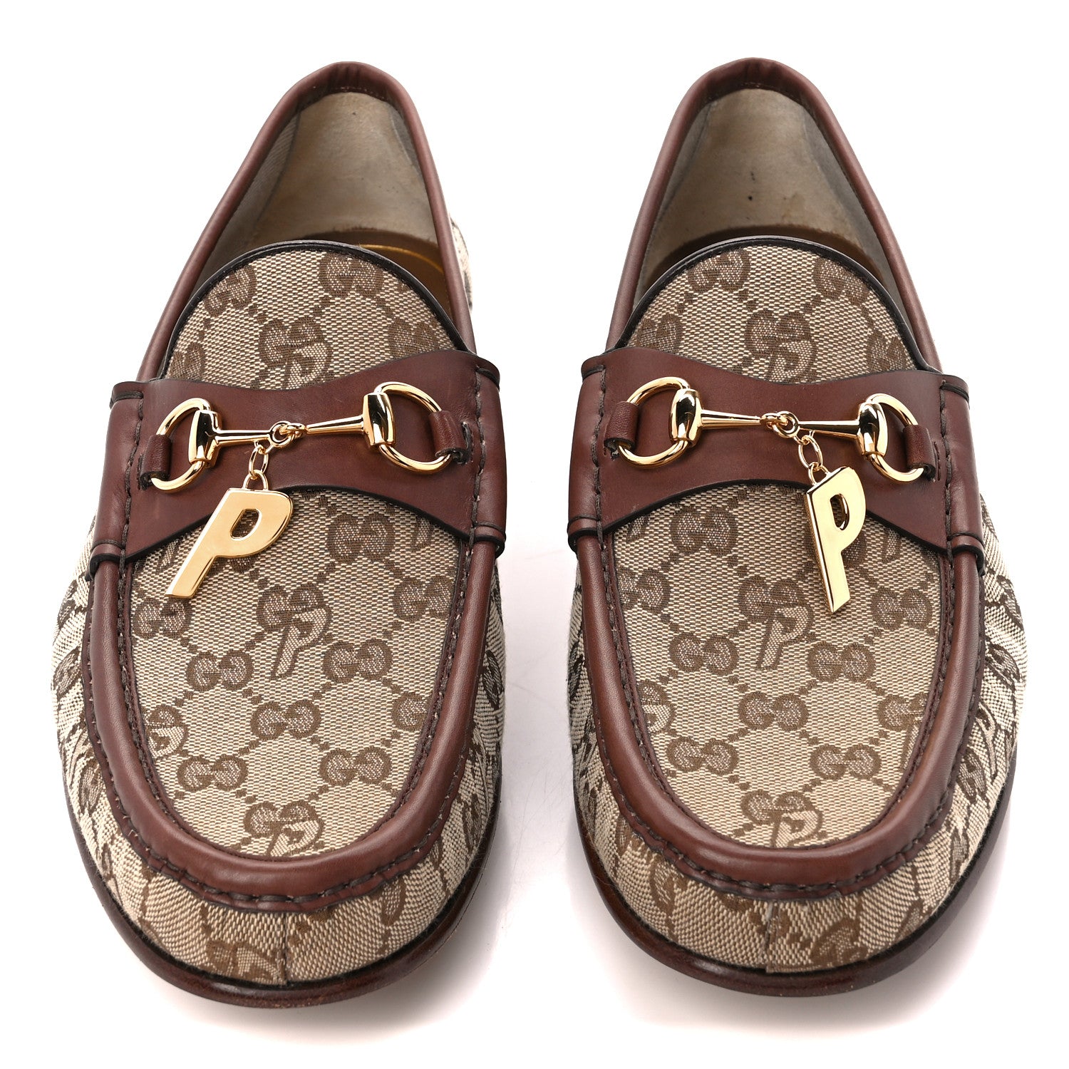 Gucci x PALACE Malaga Kid GG Monogram Horsebit Mens Loafers 12 Beige Ebony Cocoa 2 of 8