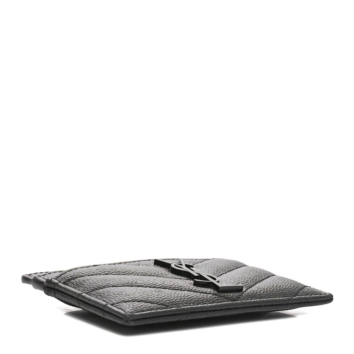 Grain De Poudre Matelasse Chevron Monochrome Monogram Credit Card Case Black