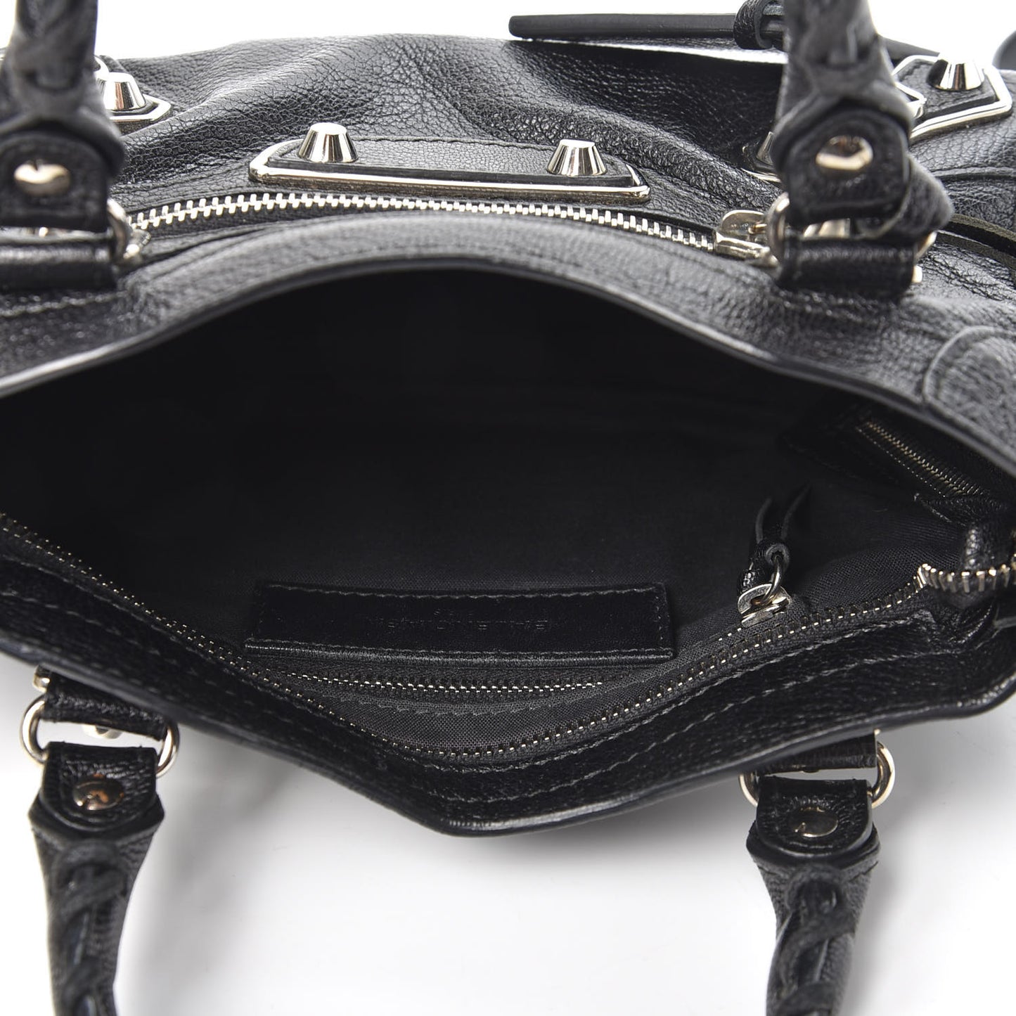 Chevre Silver Metallic Edge Hardware Mini City Black