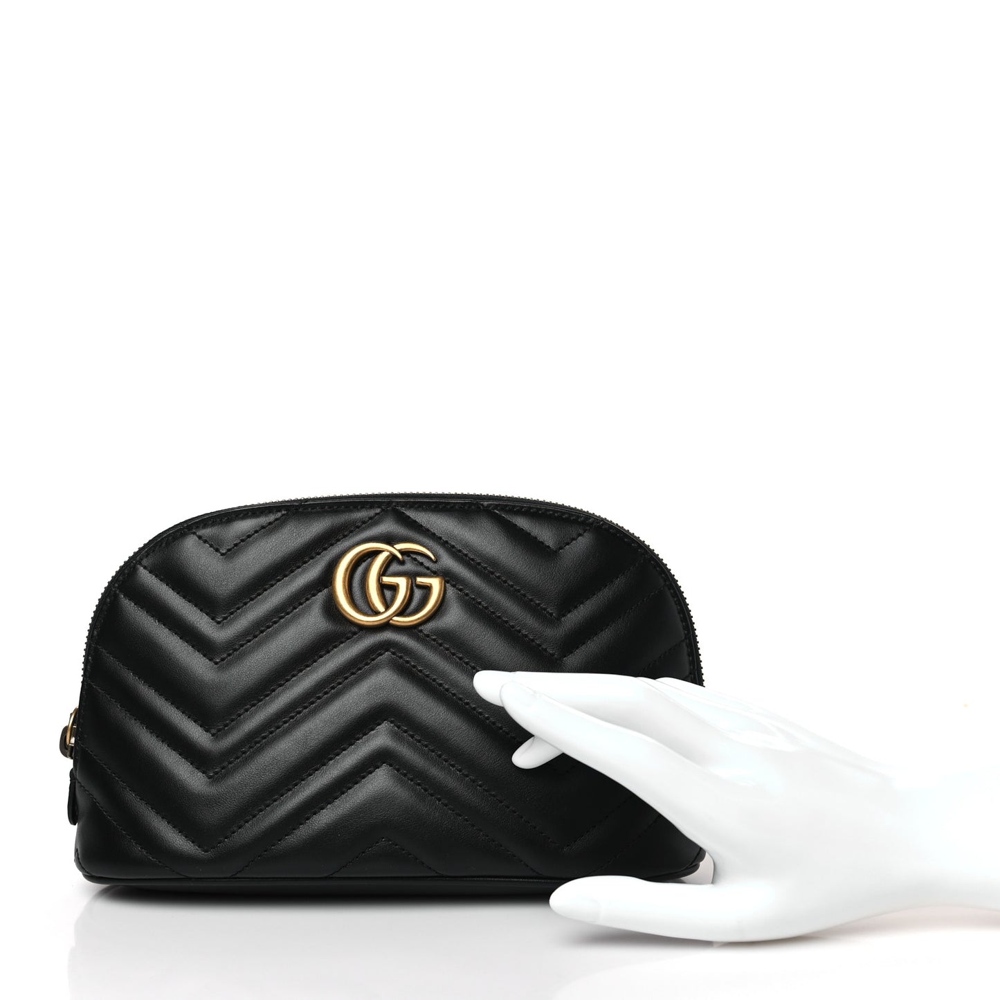 Calfskin Matelasse Large GG Marmont Pouch Cosmetic Case Black