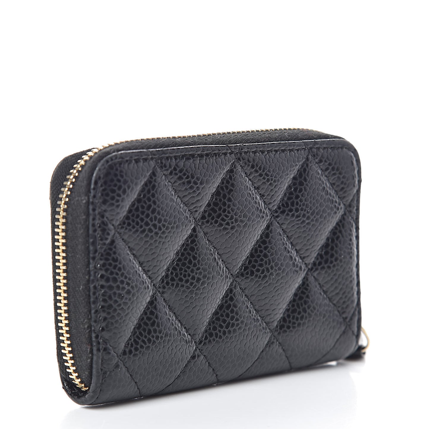 Caviar Quilted Zip Coin Purse Black