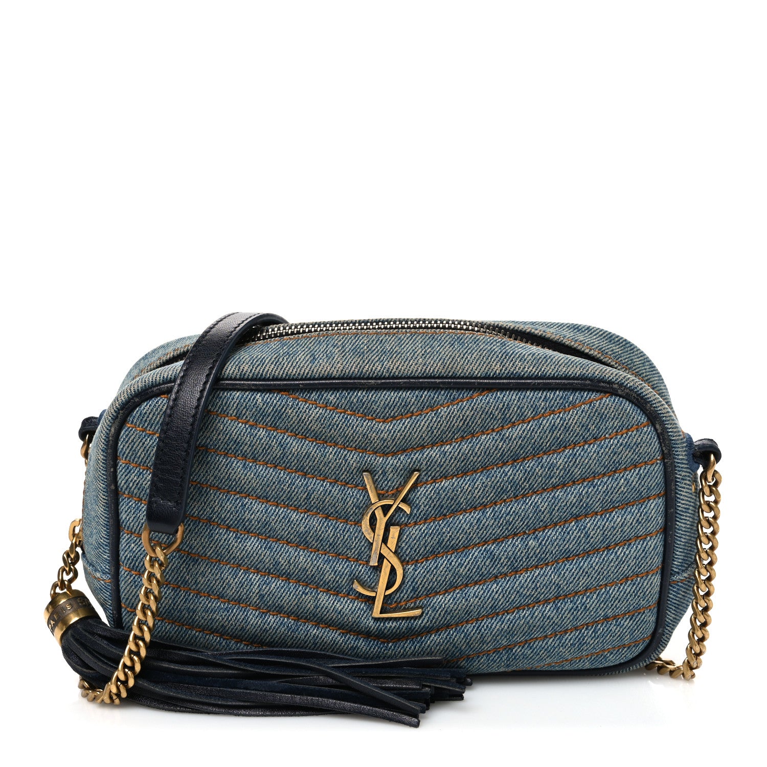 Saint Laurent Denim Matelasse Monogram Mini Lou Camera Bag California Blue 1 of 11