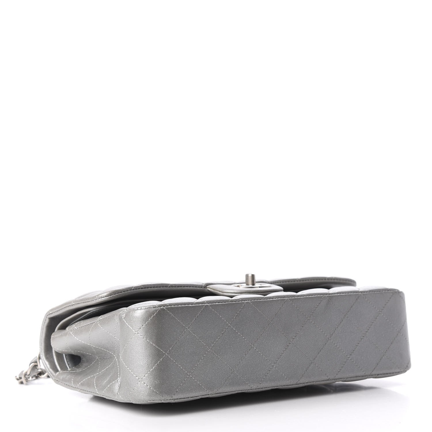 Chanel Metallic Lambskin Quilted Medium Double Flap Silver 4 of 9