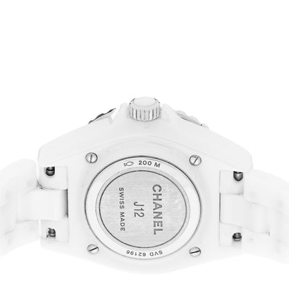 Chanel Stainless Steel Ceramic Diamond 33mm J12 Quartz Watch White 4 of 5