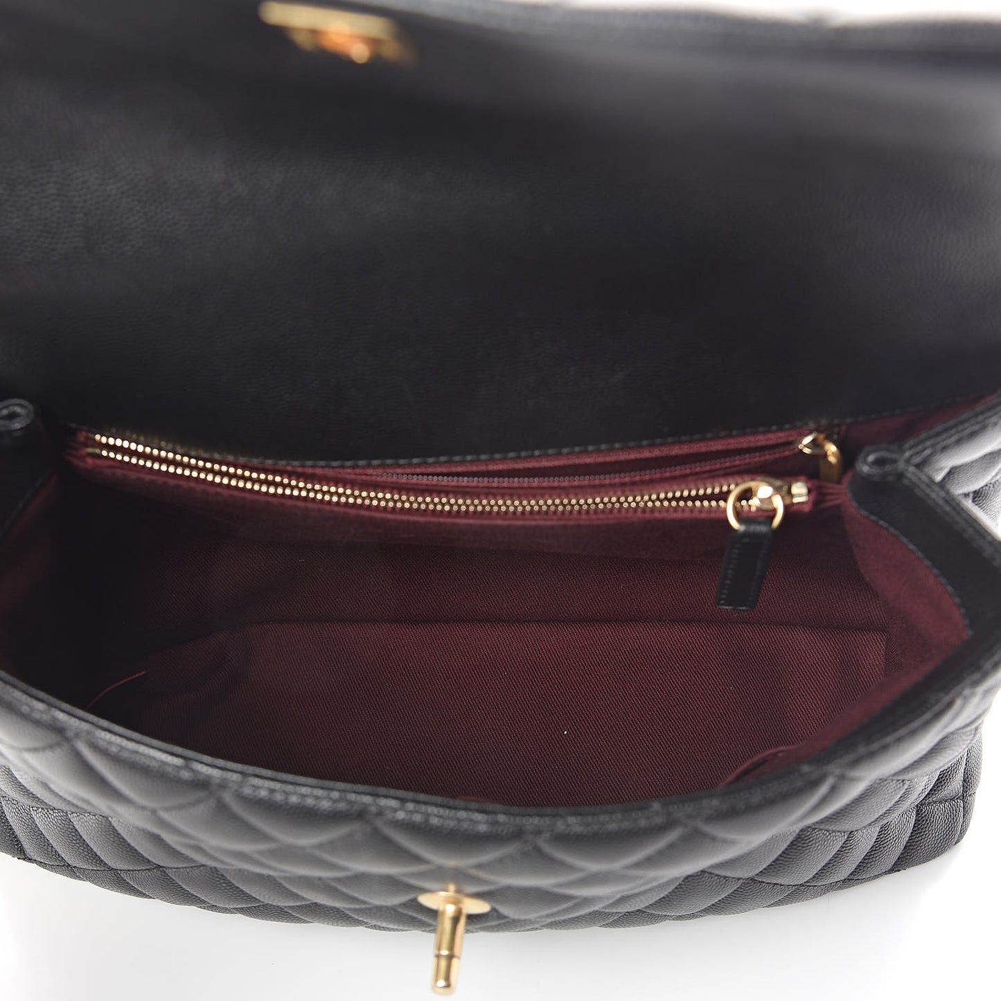 Caviar Quilted Medium Coco Handle Flap Black