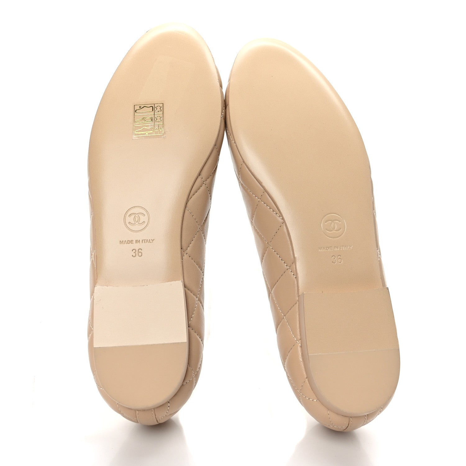 Chanel Lambskin Quilted CC Ballerina Flats 36 Light Beige 5 of 8