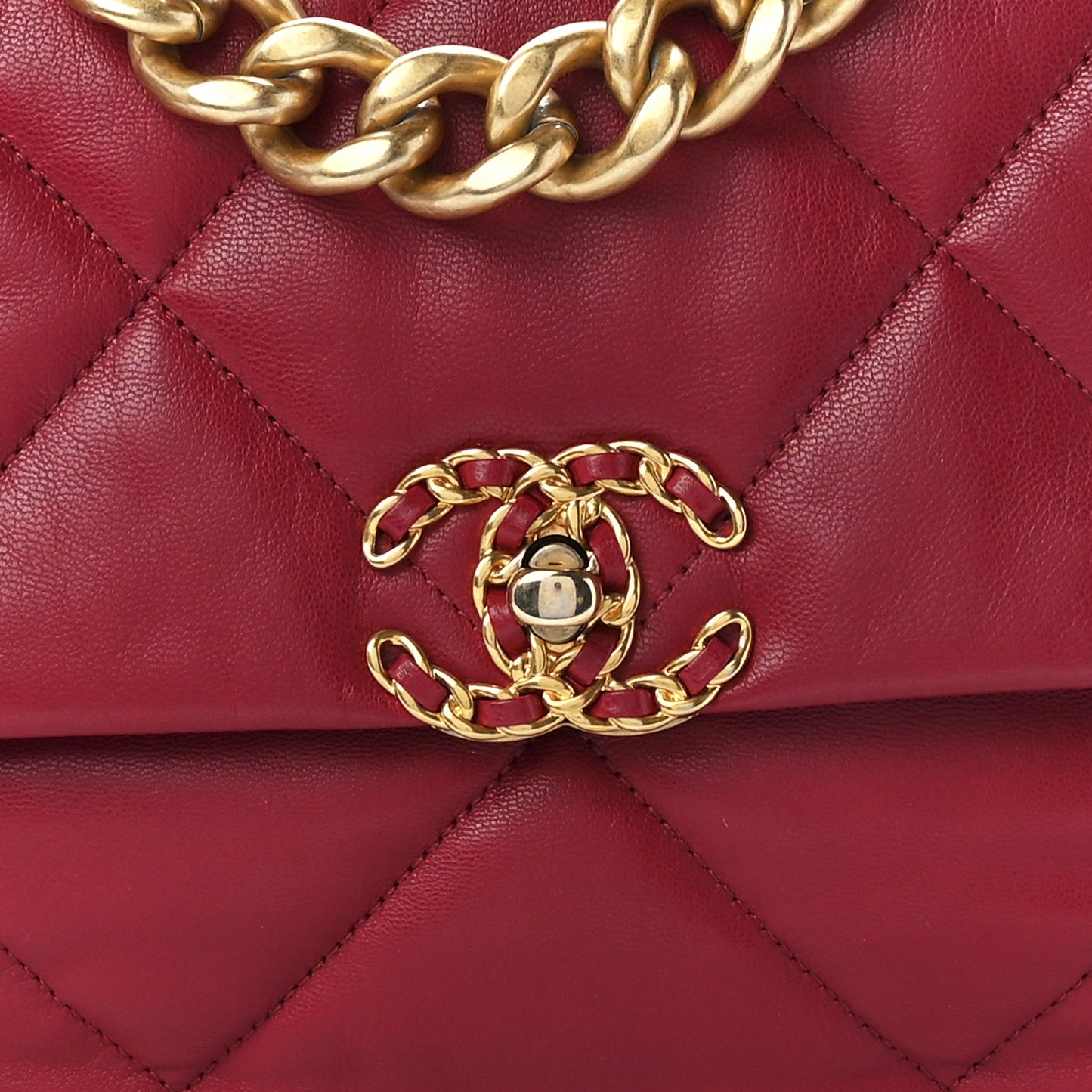 Goatskin Quilted Large Chanel 19 Flap Dark Pink