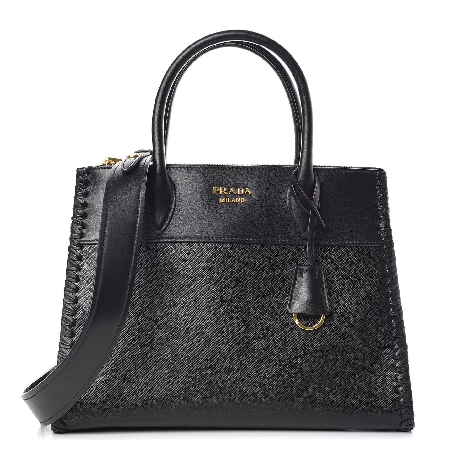 Saffiano Whipstitch Medium Paradigme Bag Black