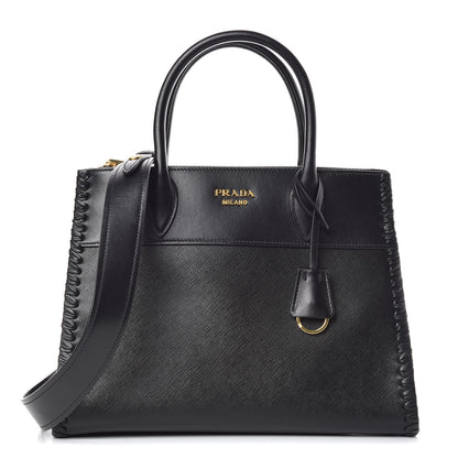 Prada Saffiano Whipstitch Medium Paradigme Bag Black 1 of 8