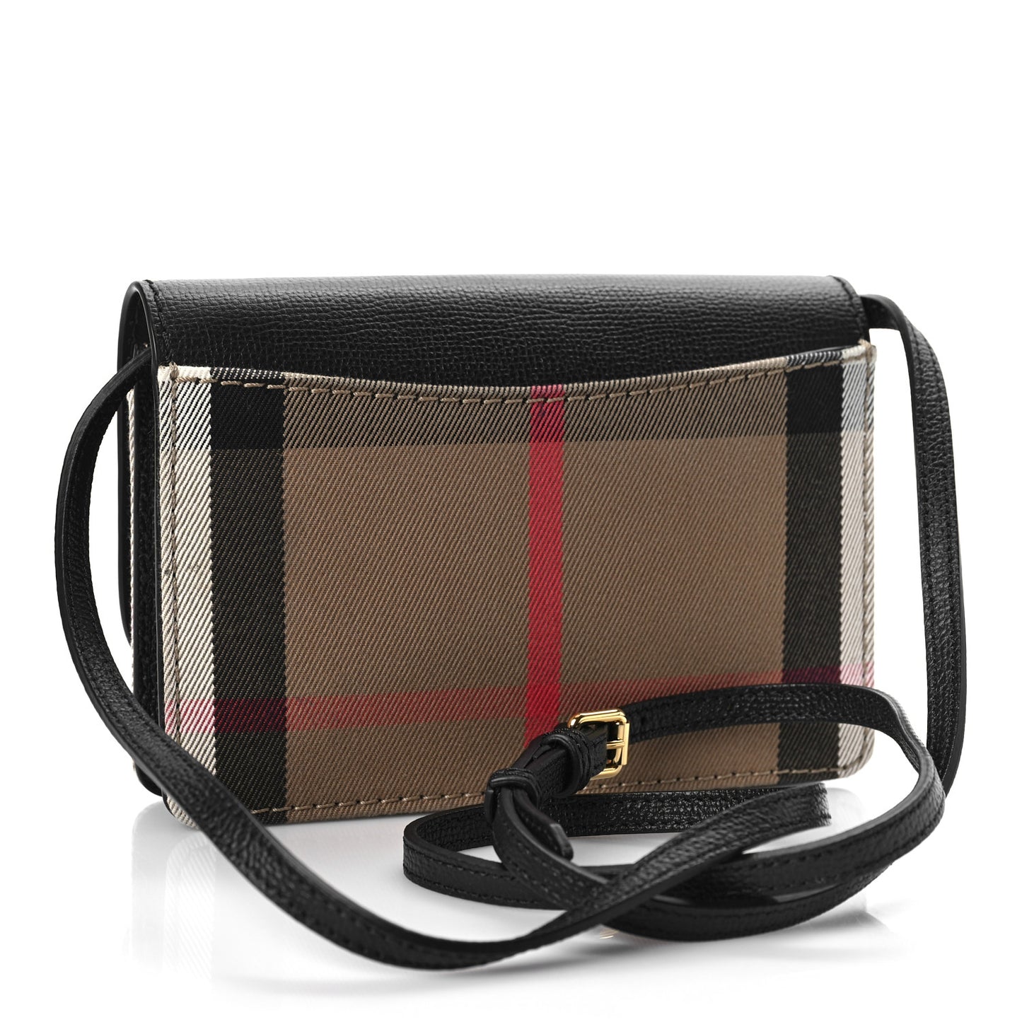 Grained Calfskin House Check Tartan Mix Hampshire Wallet On Chain Black