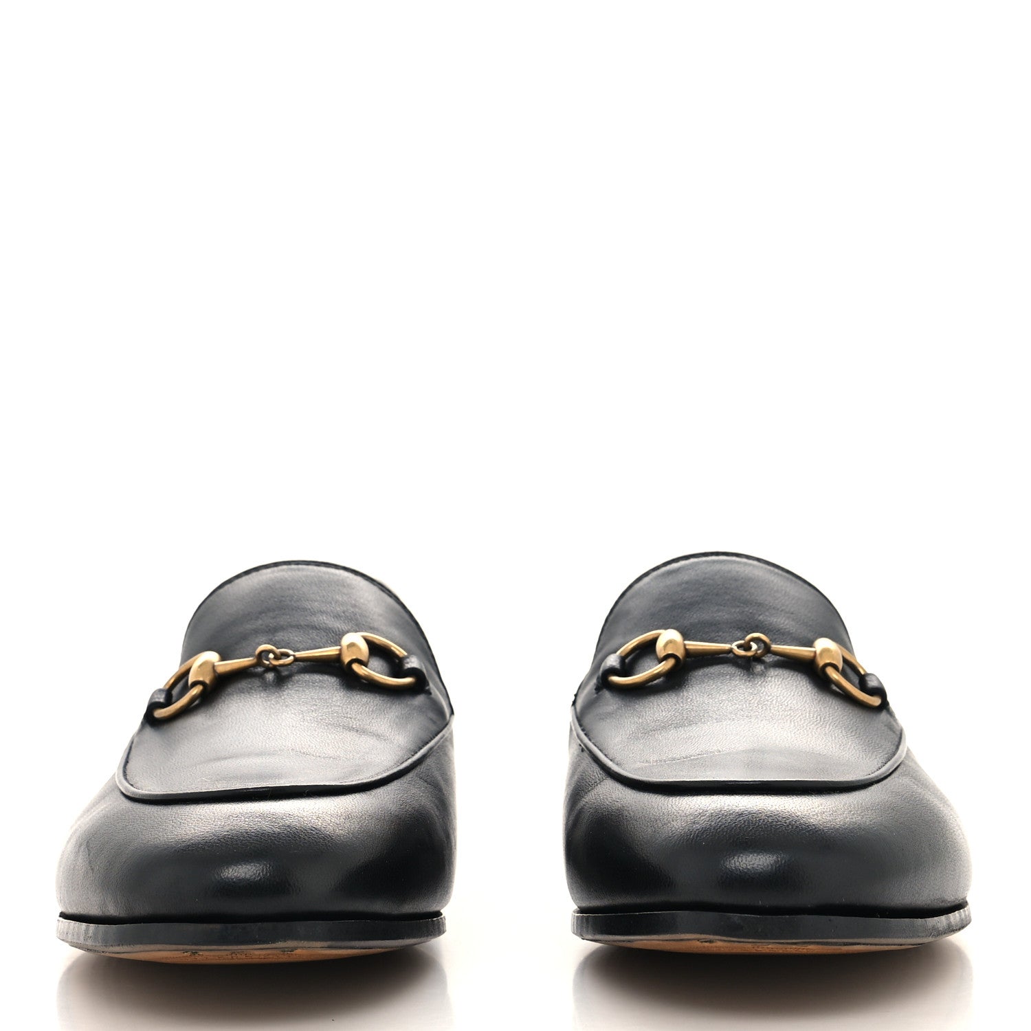 Gucci Lambskin Womens Brixton Horsebit Loafers 37.5 Black 2 of 8