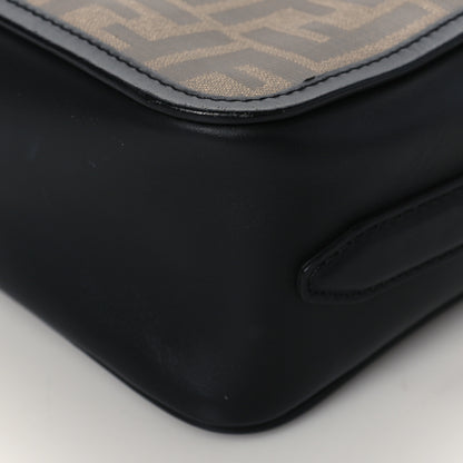 Fendi Glazed Fabric Vitello Century F is Fendi FF 1974 Stamp Patch Camera Case Mogano Panna Black 10 of 10