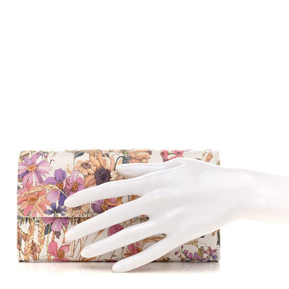 Christian Dior Calfskin Caro Freesia Long Wallet White Multicolor 2 of 7