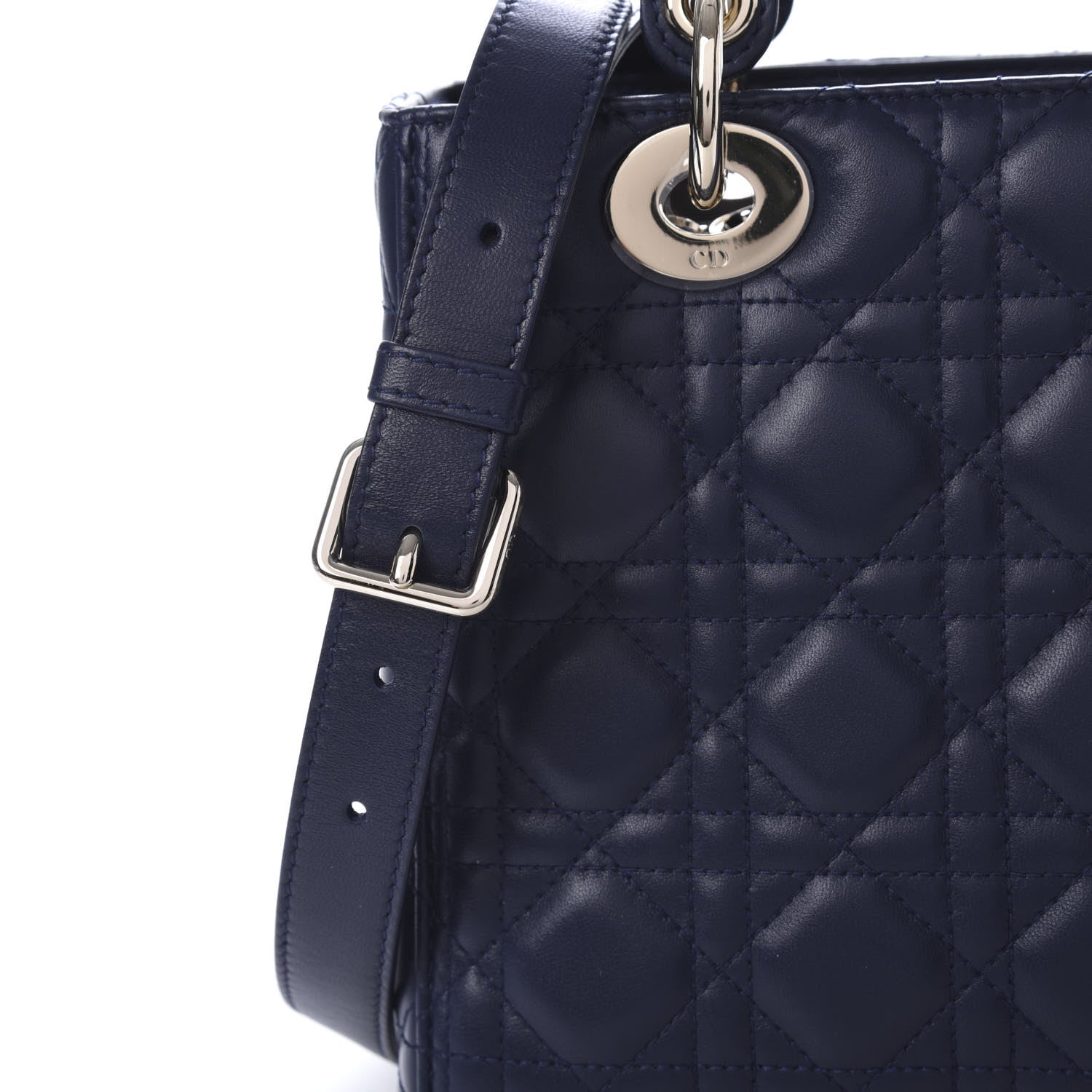 Christian Dior Lambskin Cannage Medium Lady Dior Navy Blue 12 of 13