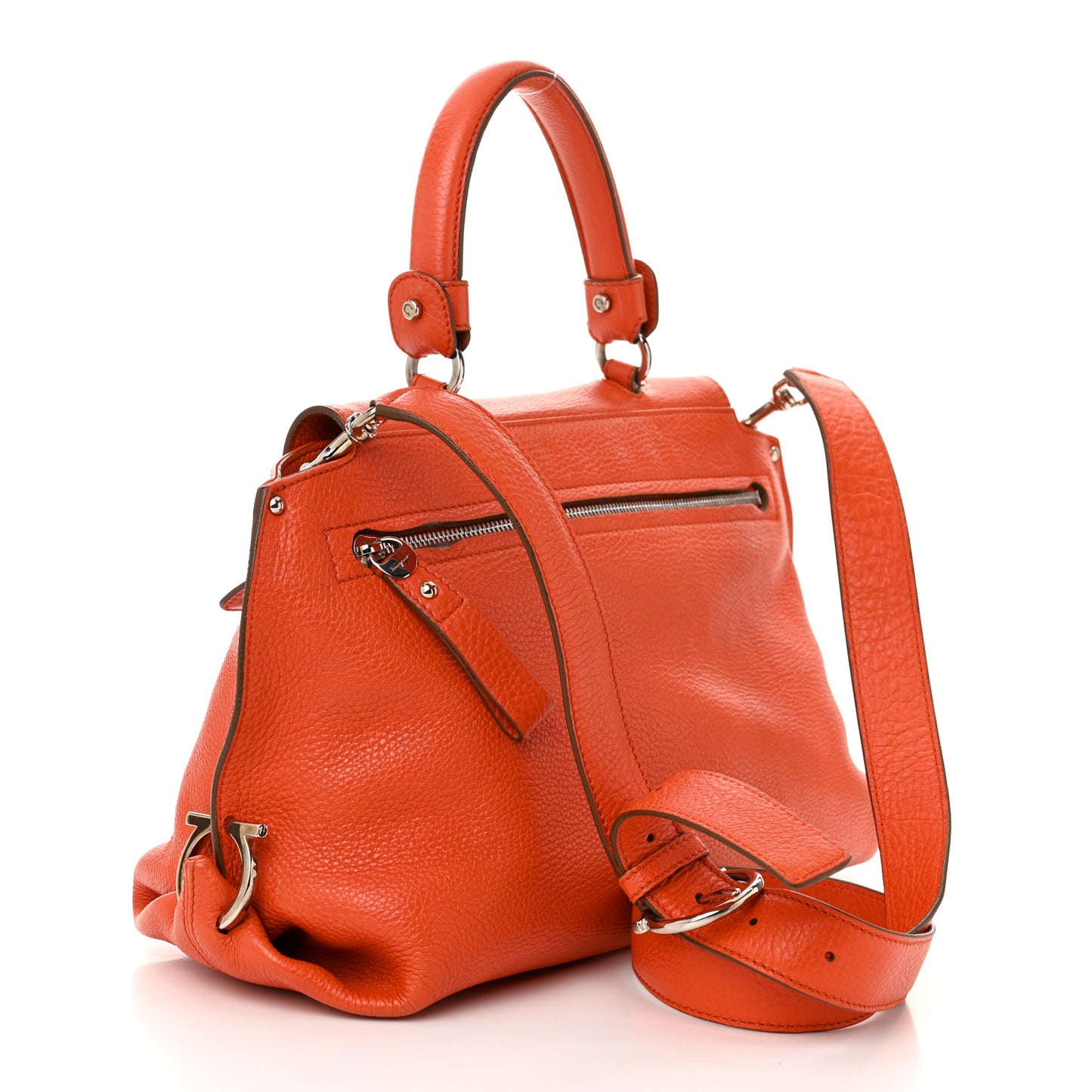 Grained Calfskin Large Sofia Satchel Sunset
