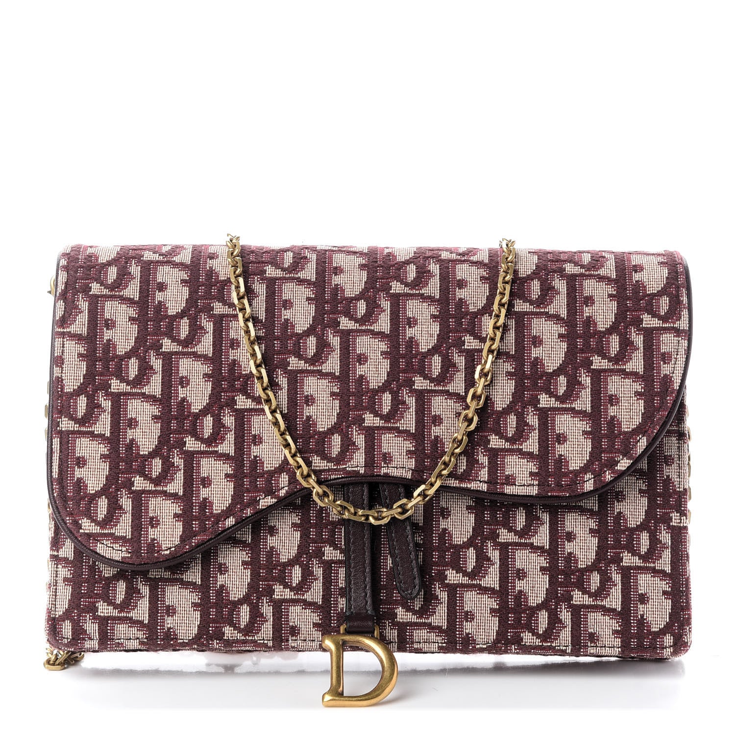 Christian Dior Oblique Saddle Chain Pouch Burgundy 1 of 8