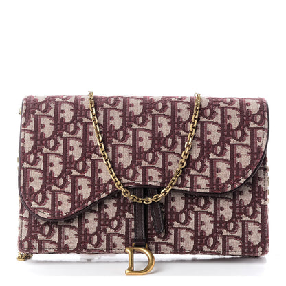 Christian Dior Oblique Saddle Chain Pouch Burgundy 1 of 8