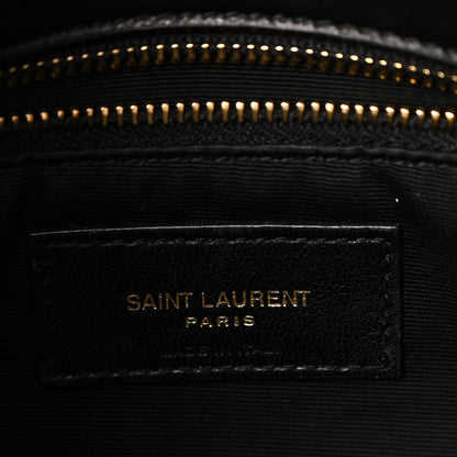 Saint Laurent Lambskin Quilted Toy Loulou Puffer Monogram Chain Satchel Black 6 of 13