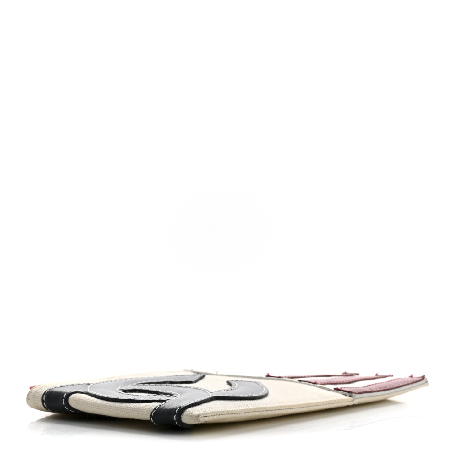 Canvas Metallic Lambskin Quilted Flag CC Pochette White