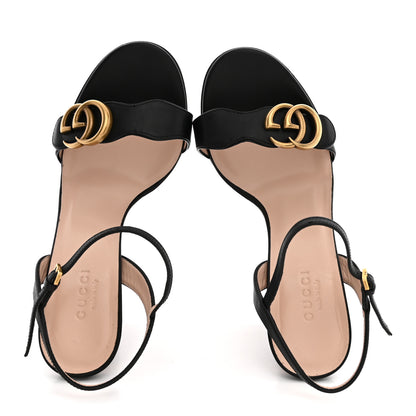 Gucci Lifford Calfskin GG Marmont Ankle Wrap 105mm Sandals 36.5 Black 2 of 12