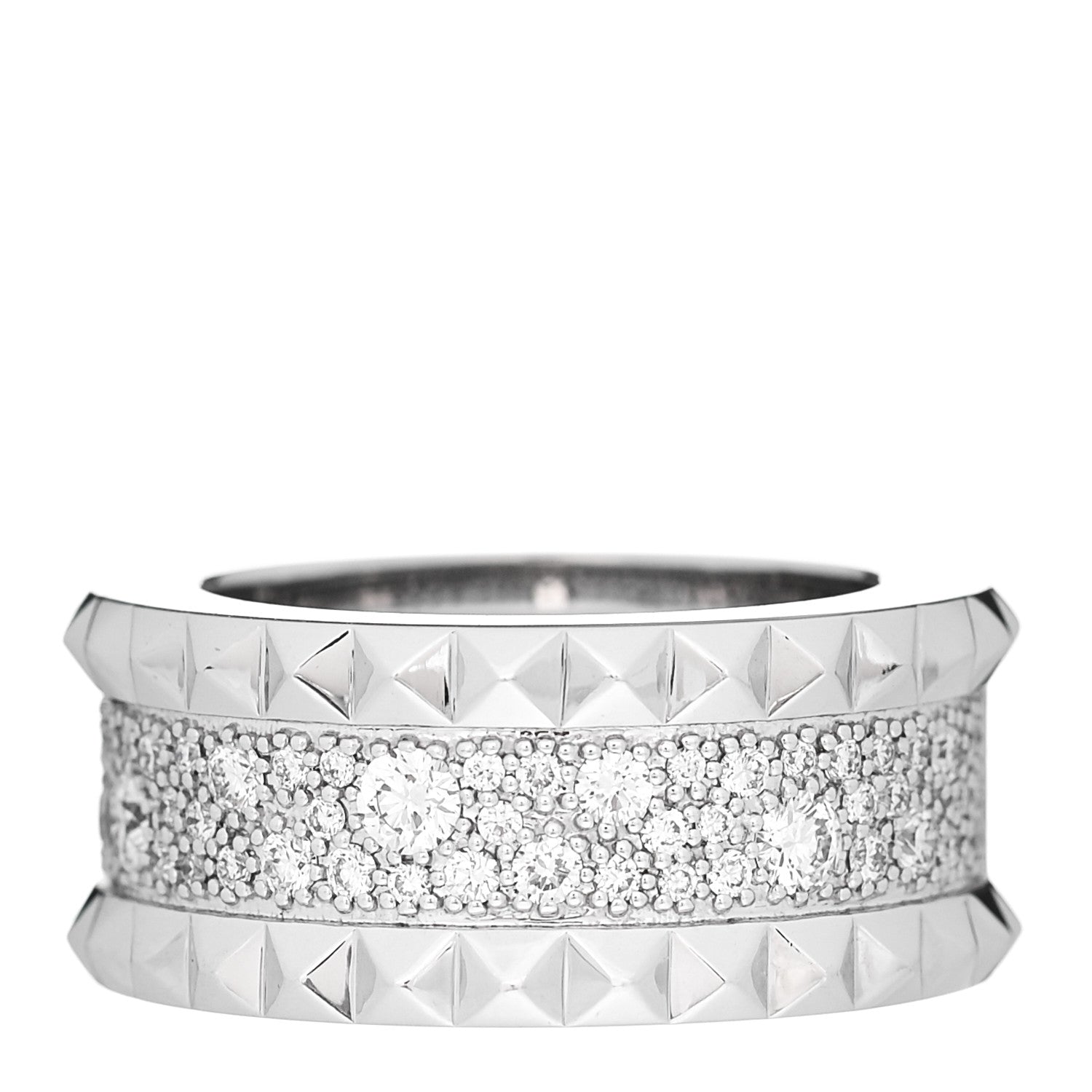 Roberto Coin 18K White Gold Diamond Rock & Diamonds Ring 53 6.5 1 of 4