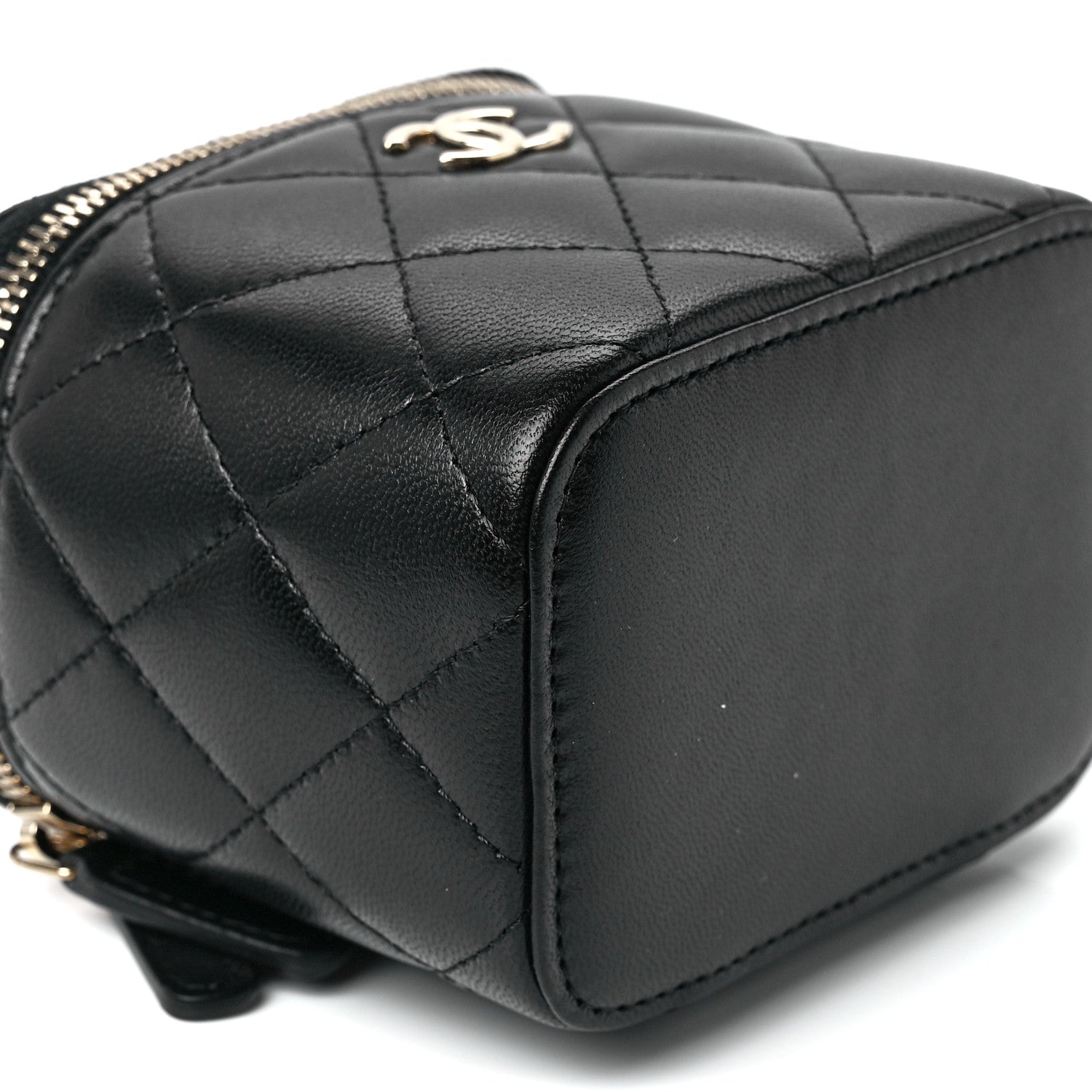 Chanel Lambskin Quilted Top Handle Mini Vanity Case With Chain Black 10 of 12