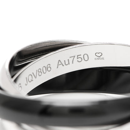 Cartier 18K White Gold Black Ceramic Trinity Ring 56 7.5 5 of 5