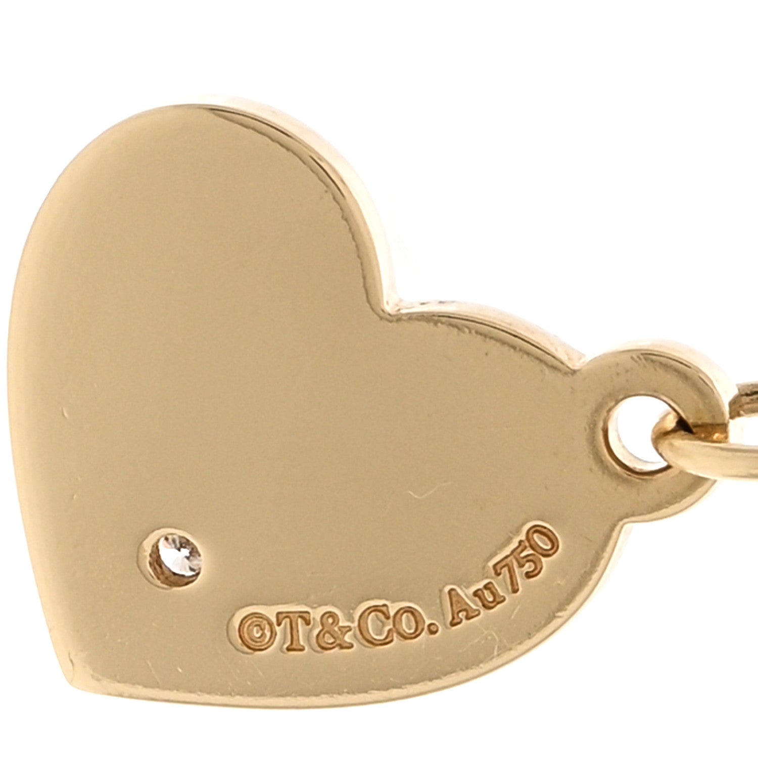 Tiffany 18K Yellow Gold Diamond Mom Heart Charm 3 of 4