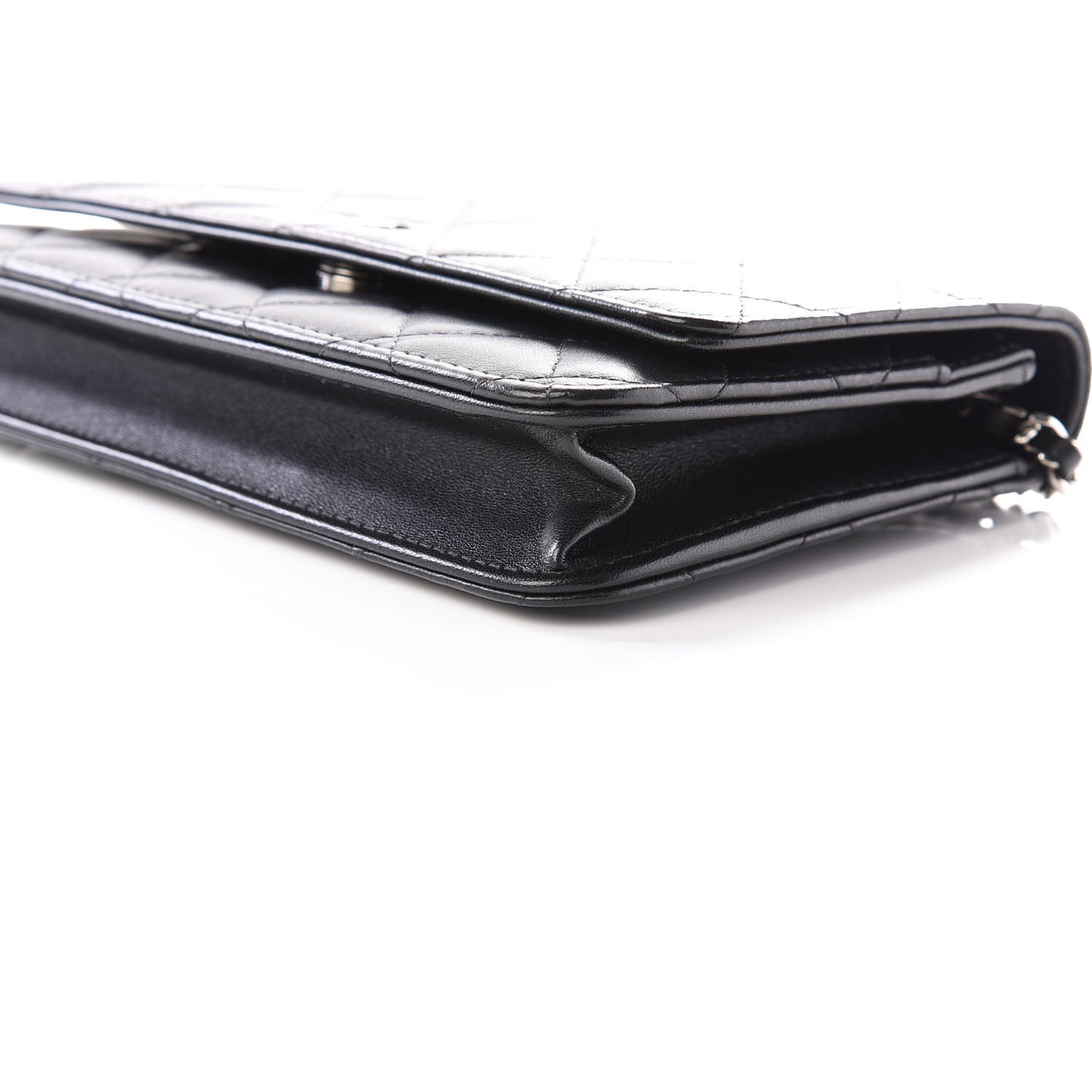 Lambskin Quilted Wallet On Chain WOC Black