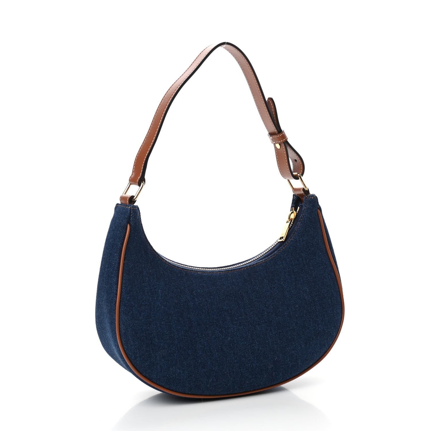Celine Denim Ava Shoulder Bag Navy Tan 3 of 9