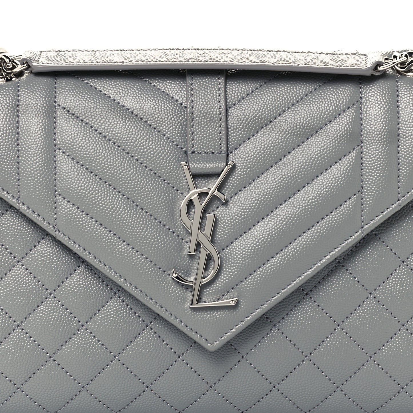 Grain De Poudre Textured Mixed Matelasse Medium Triquilt Monogram Satchel New Stone