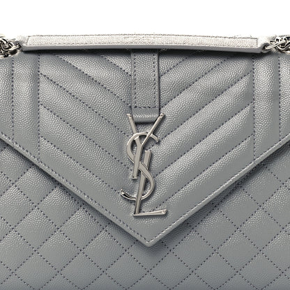 Saint Laurent Grain De Poudre Textured Mixed Matelasse Medium Triquilt Monogram Satchel New Stone 9 of 11