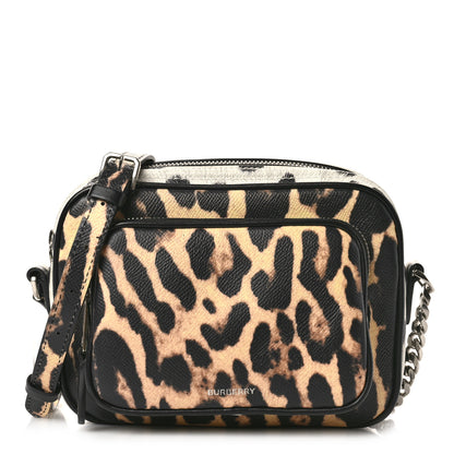 Burberry Calfskin Leopard Print Small Camera Bag Honey Black 1 of 8