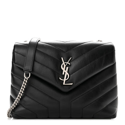 Saint Laurent Calfskin Y Quilted Monogram Small Loulou Chain Satchel Black 1 of 10