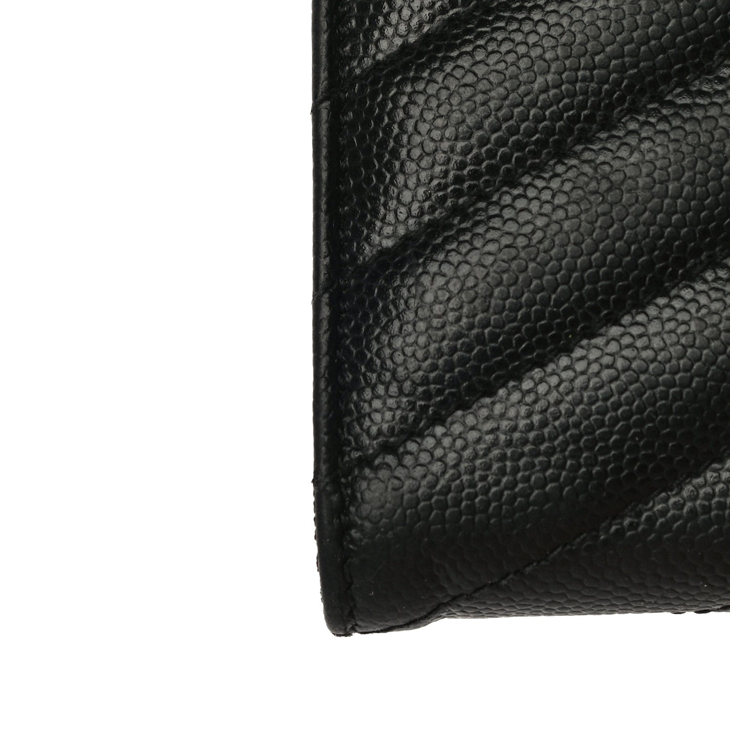 Saint Laurent Grain De Poudre Matelasse Chevron Monogram Zipped Card Case Black 18 of 22