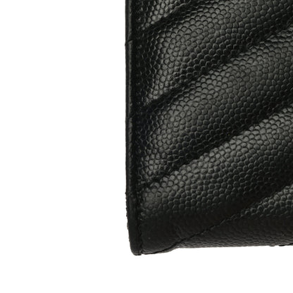 Saint Laurent Grain De Poudre Matelasse Chevron Monogram Zipped Card Case Black 18 of 22