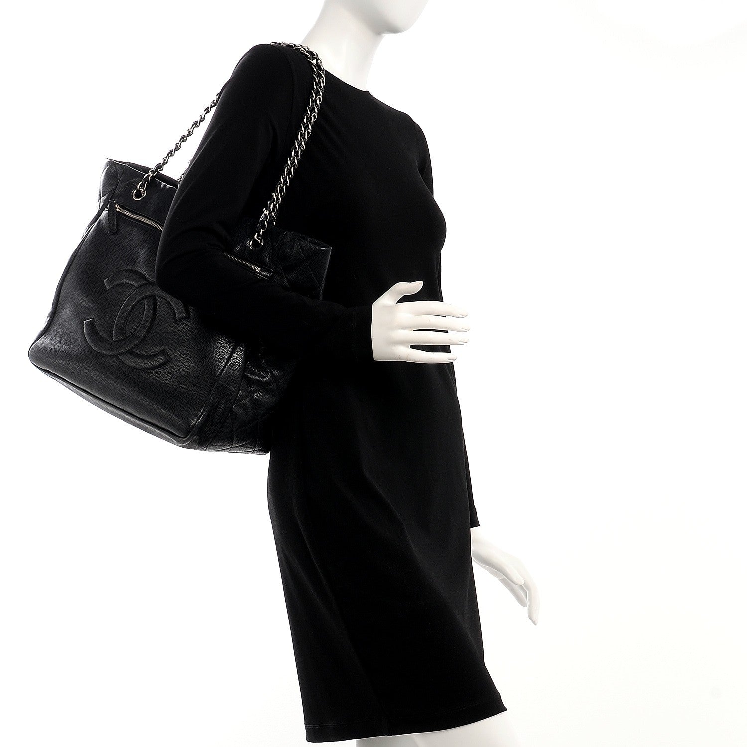 Chanel Soft Caviar Large Timeless CC Shopping Tote Black 2 of 7