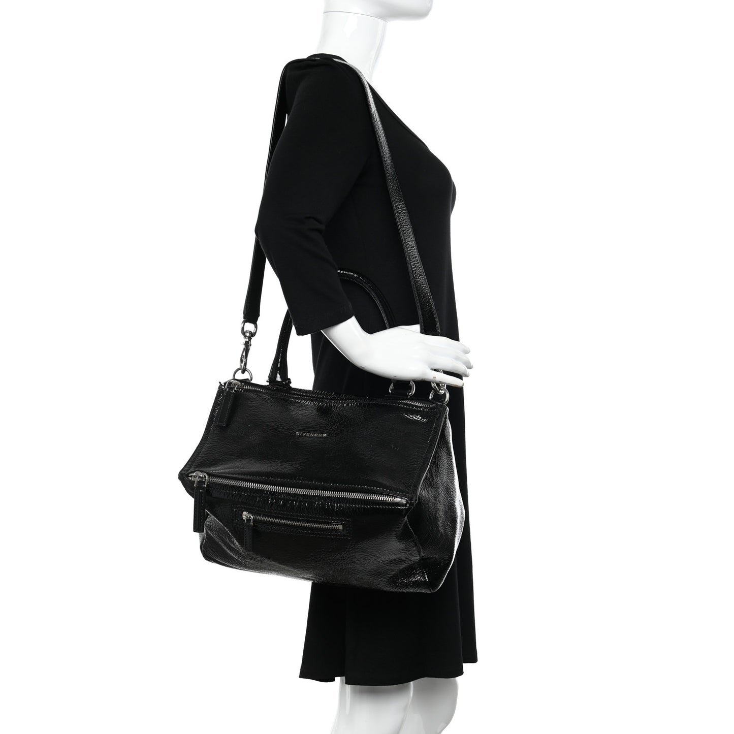 Crinkled Patent Medium Pandora Black