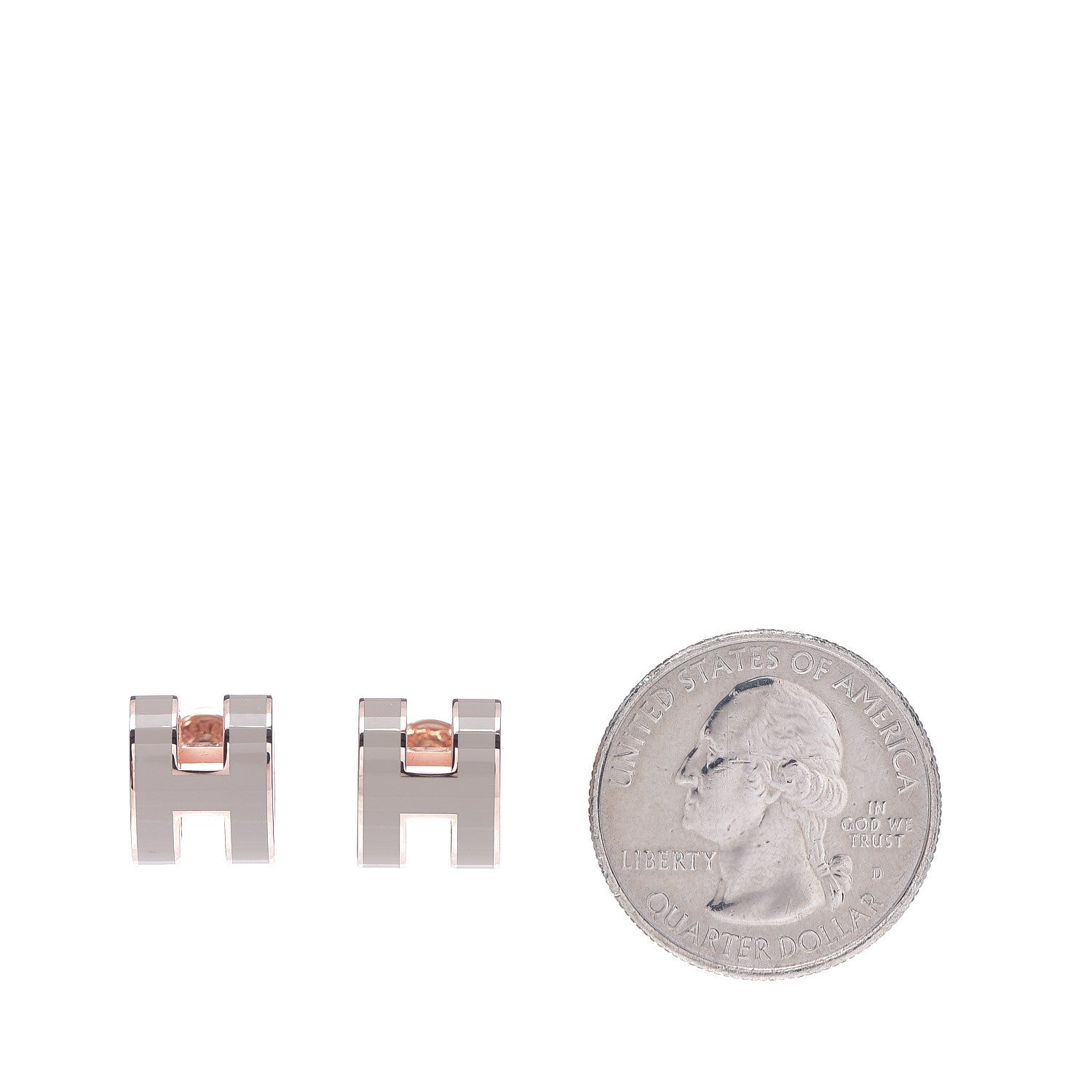 Hermes Rose Gold Lacquered Pop H Earrings Marron Glace 2 of 4