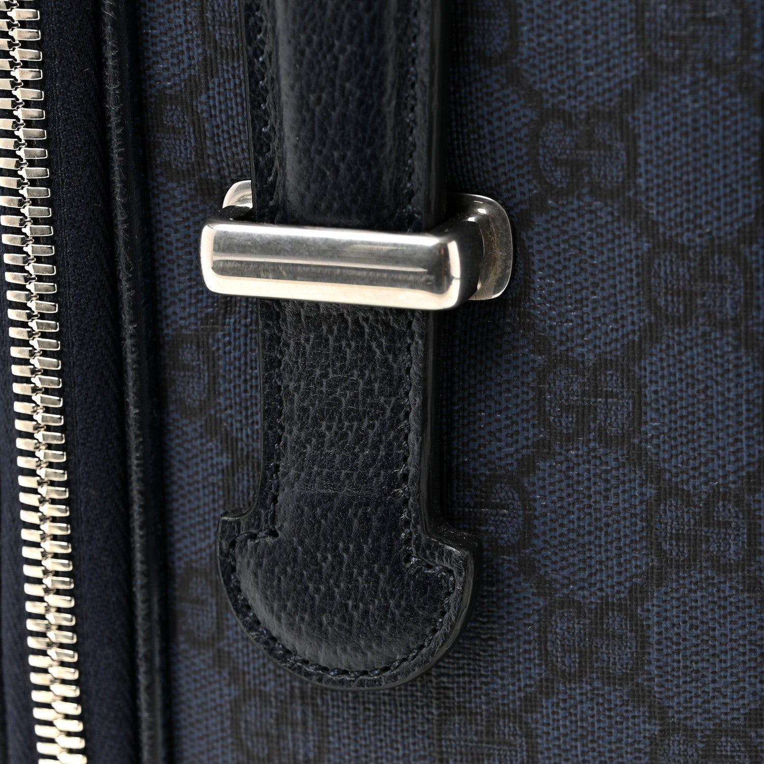 Gucci GG Supreme Monogram Textured Dollar Calfskin Web Ophidia Small Savoy Cabin Trolley Black Blue 11 of 12
