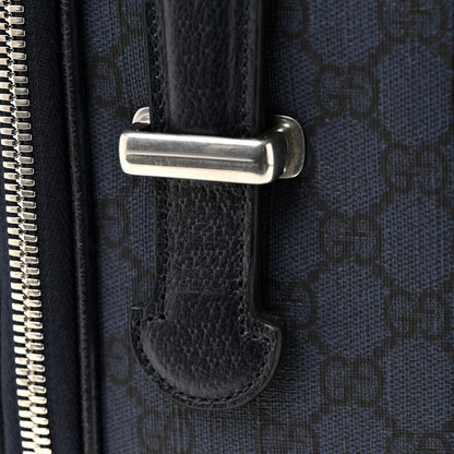 Gucci GG Supreme Monogram Textured Dollar Calfskin Web Ophidia Small Savoy Cabin Trolley Black Blue 11 of 12