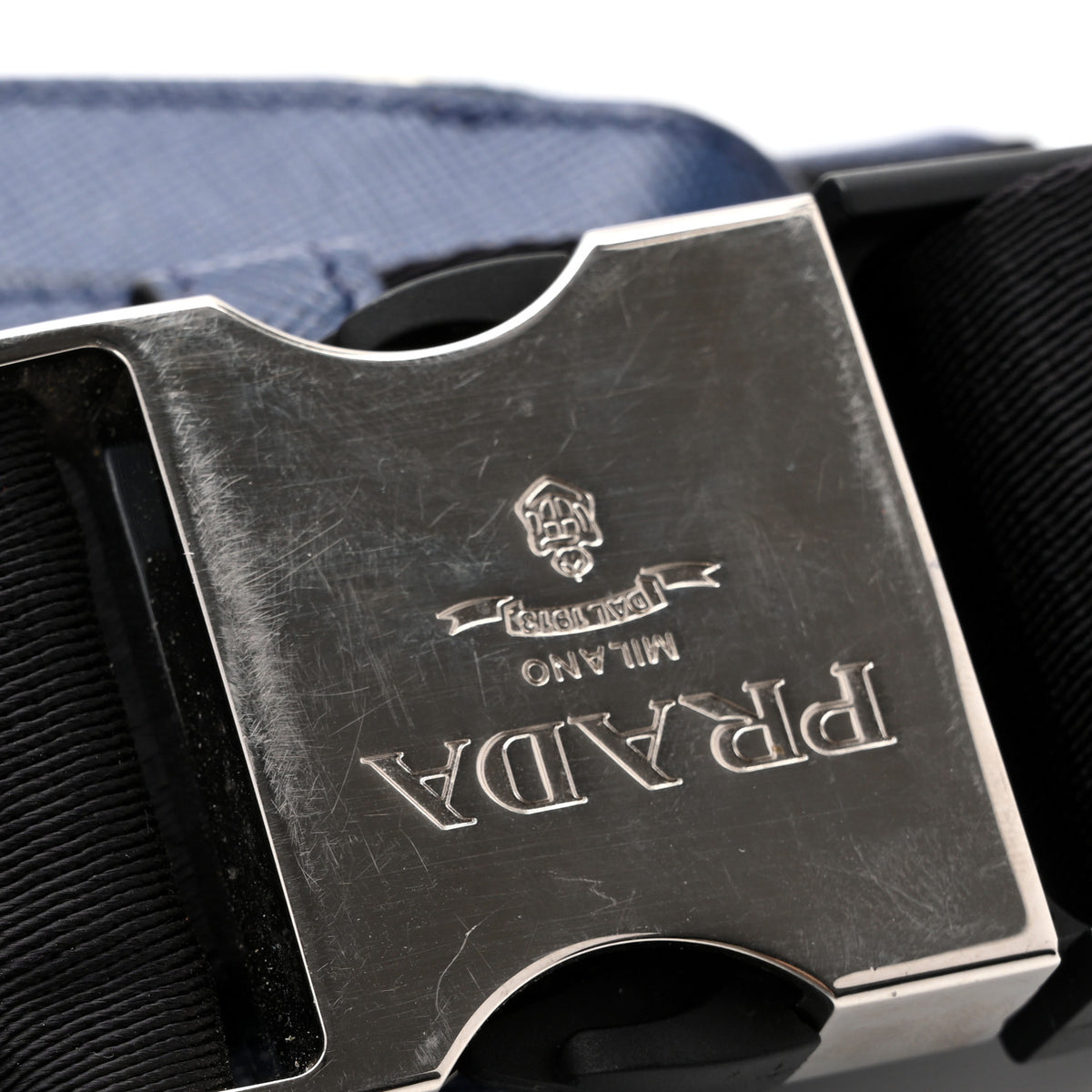 Prada Saffiano Travel Double Zip Crossbody Belt Bag Bluette 9 of 13