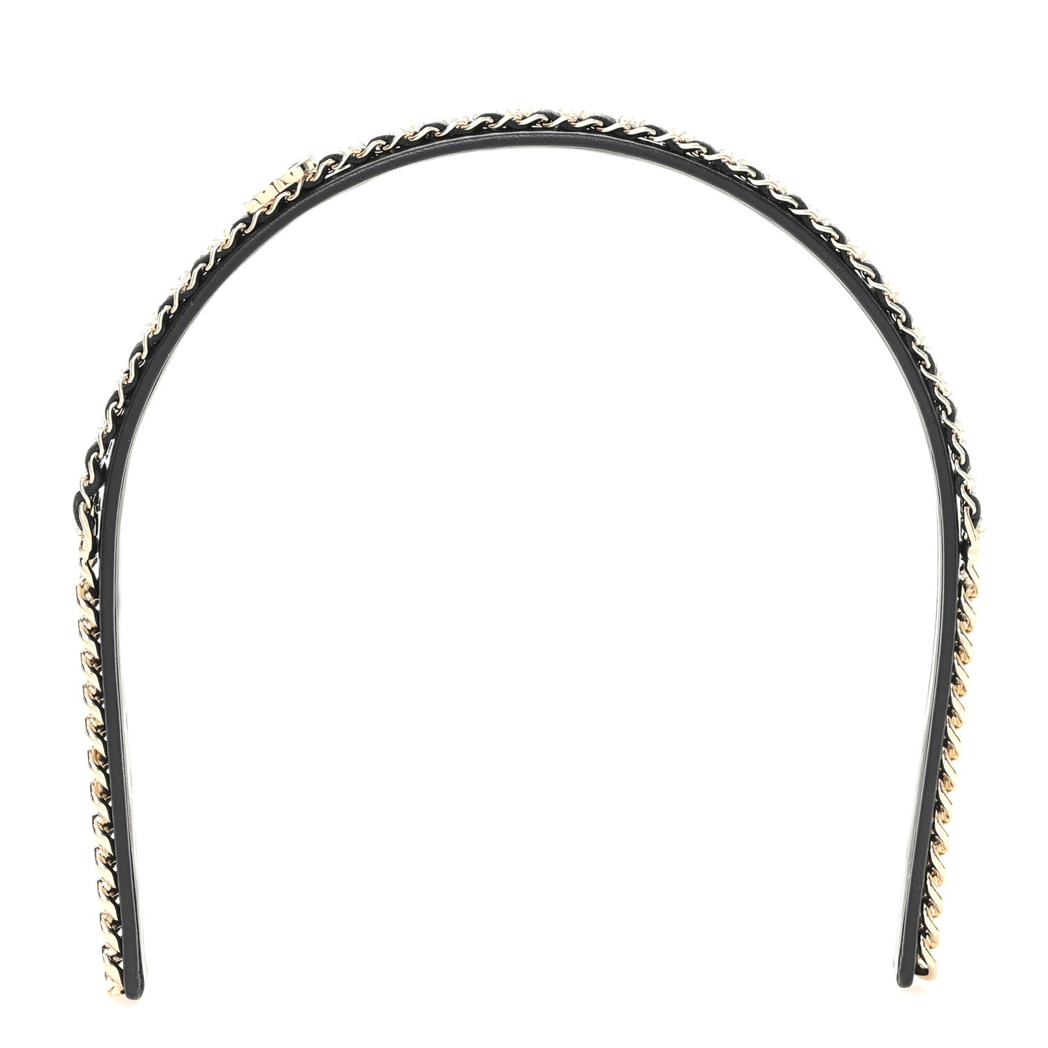 Chanel Metal Lambskin Crystal CC Chain Headband Gold Black 3 of 4