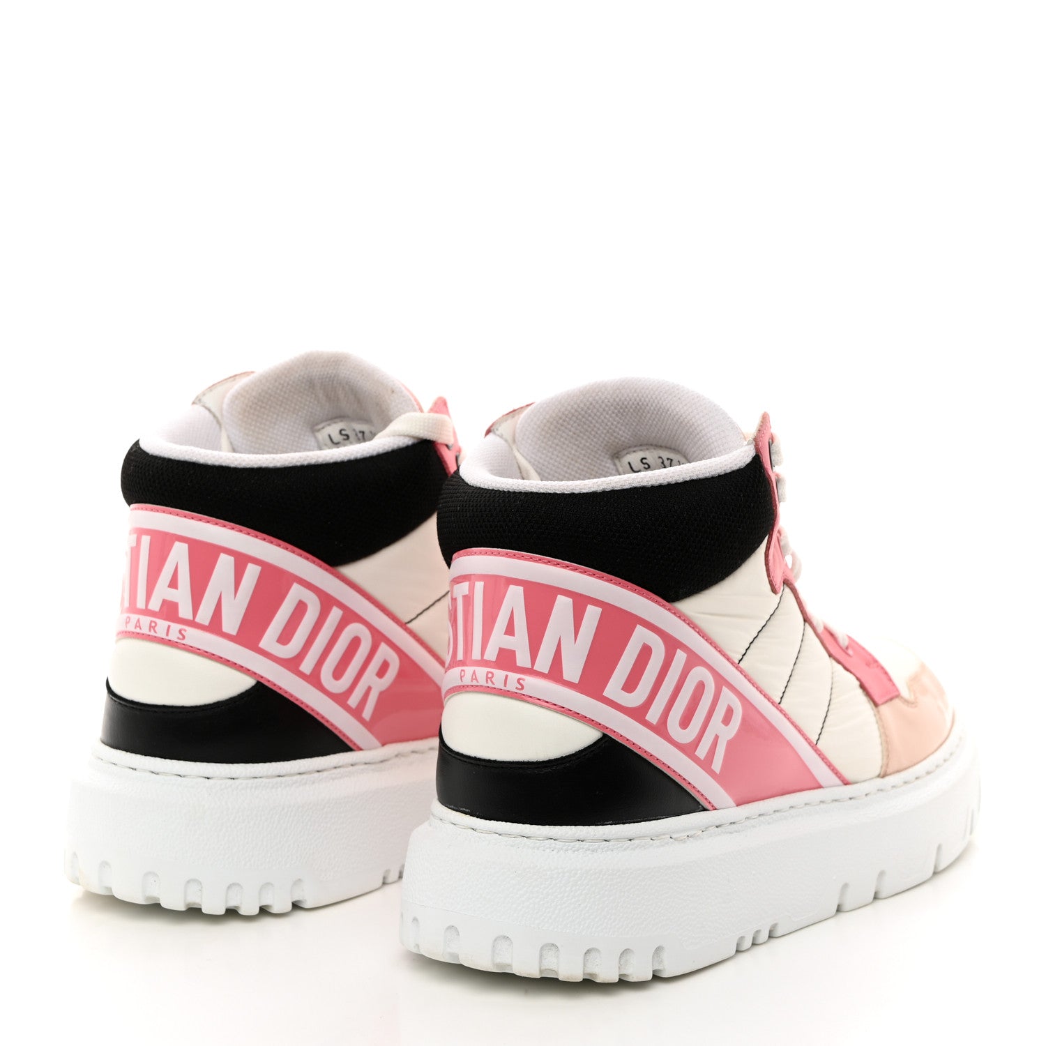 Christian Dior Nylon Calfskin Womens D-Player High Top Sneakers 37.5 Pink 4 of 8
