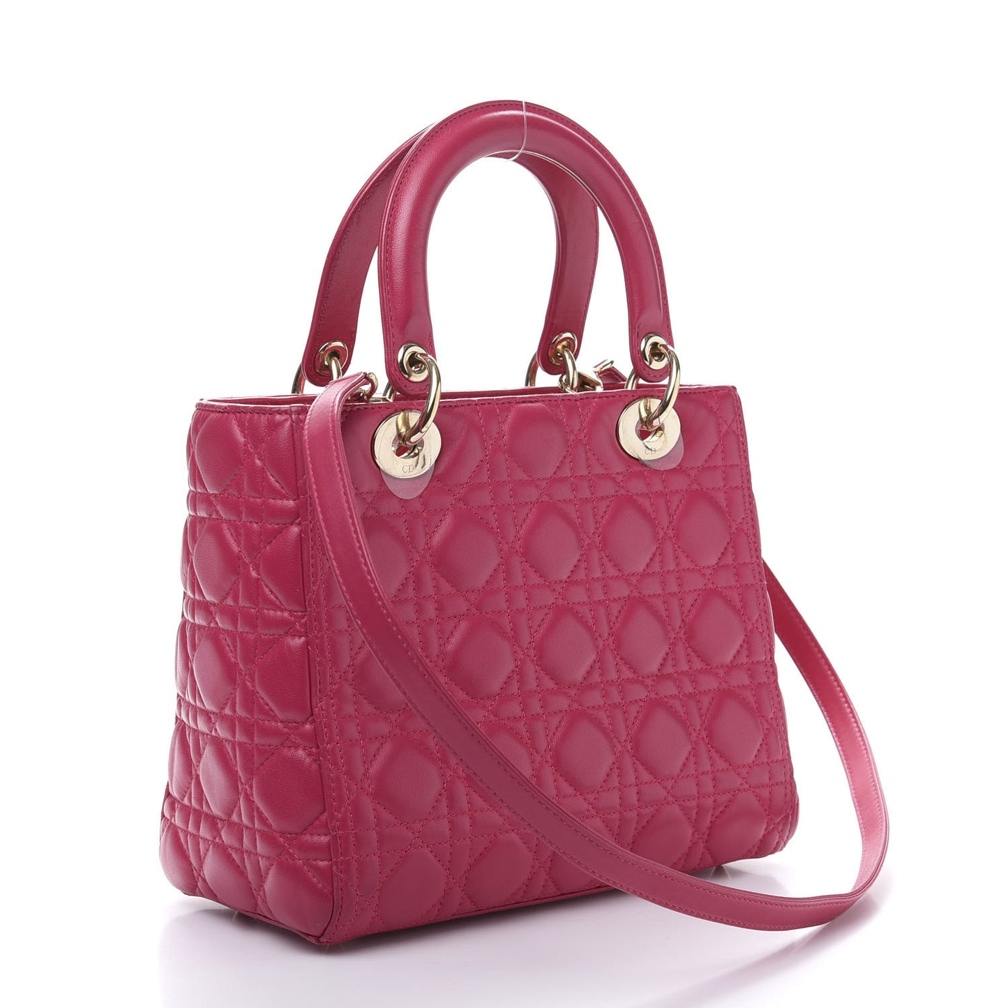 Lambskin Cannage Medium Lady Dior Fuchsia