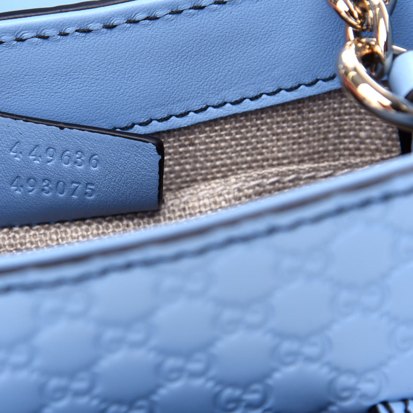 Soft Microguccissima Mini Emily Chain Shoulder Bag Mineral Blue